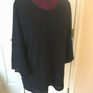 N TOUCH LADIES BLACK TOP.  LACE OVERLAY WITH BLACK LINING SIZE 1X